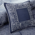 8 Piece Jacquard Comforter Set Navy King King Navy Polyester