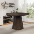 47.24'' Round Modern Style Mdf Wood Dining Table For Kitchen, Living Room, Cafe, Stylish Leisure Desk With Sturdy Cylindrical Base, For Small Spaces, Apartment,Dark Brown Dark Brown Mdf