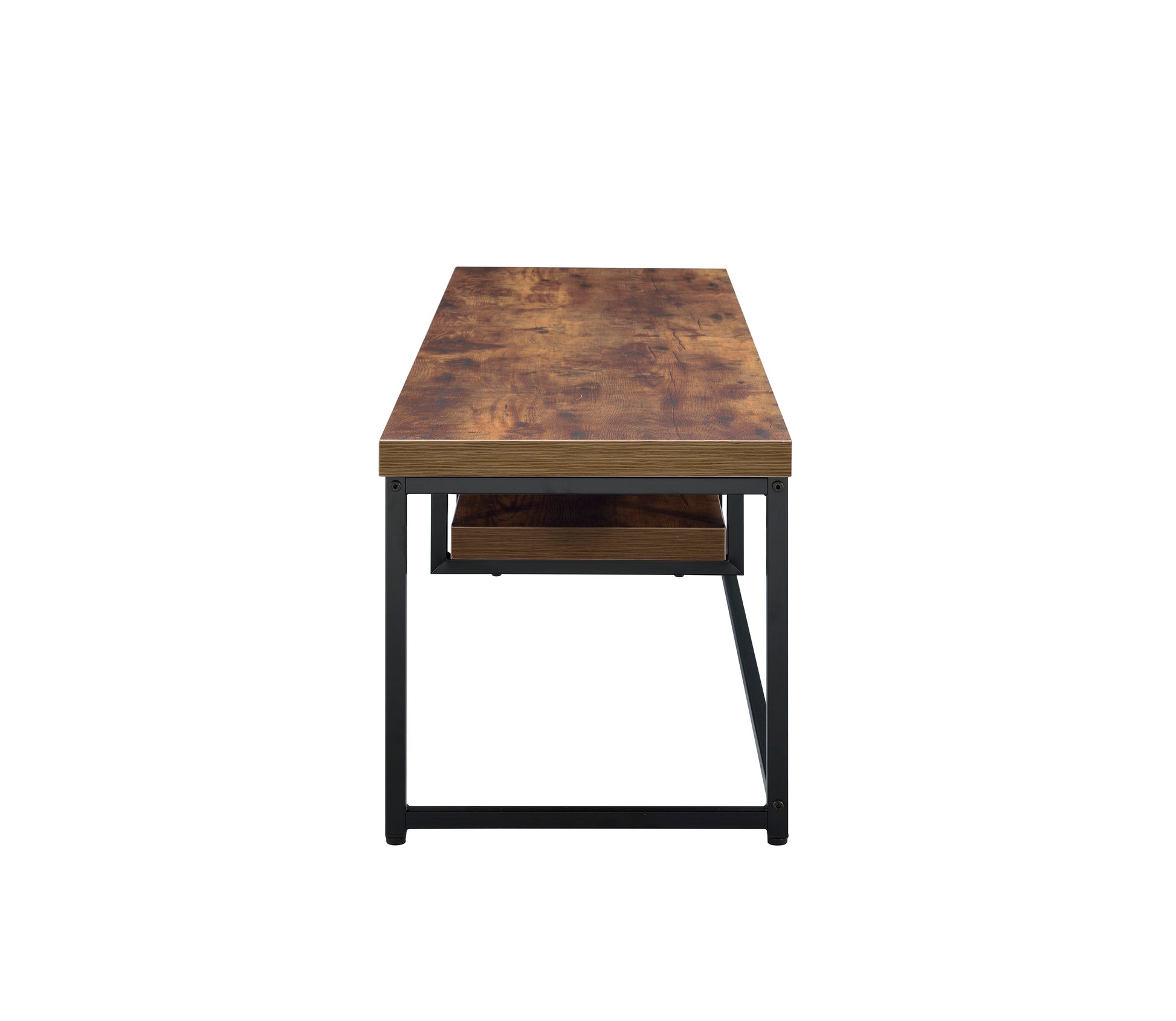 Bob Weathered Oak & Black Metal Finish Tv Stand Oak 50 59 Inches Synthetic Wood