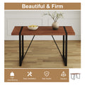 Industrial Rectangular Mdf Walnut Color Wood Grain Dining Table For 4 6 People With 1.5 Inch Thick Mdf Top And Black Metal Legs For Desks, Kitchens, Patios, Dining Rooms. Walnut Mdf