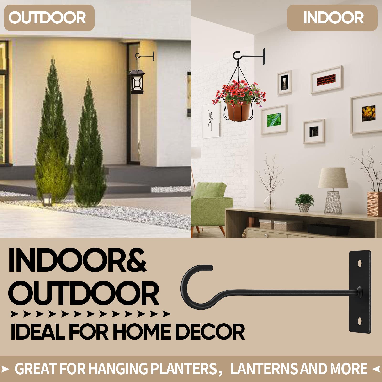 planter hooks for hanging plants Plant Hooks 2Pack Hanging Plant Bracket 6Inch Metal Plant Hanger Decorative Plant Hook For Bird Feeders, Planters, Lanterns, Wind Chimes, Outdoor
