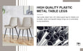 Table And Chair Set, White Imitation Marble Texture Rock Board Table Top, Black Metal Table Legs, Stable And Beautiful. Modern Simple Dining Table, Comfortable Seating. White Gray Seats 4 Metal