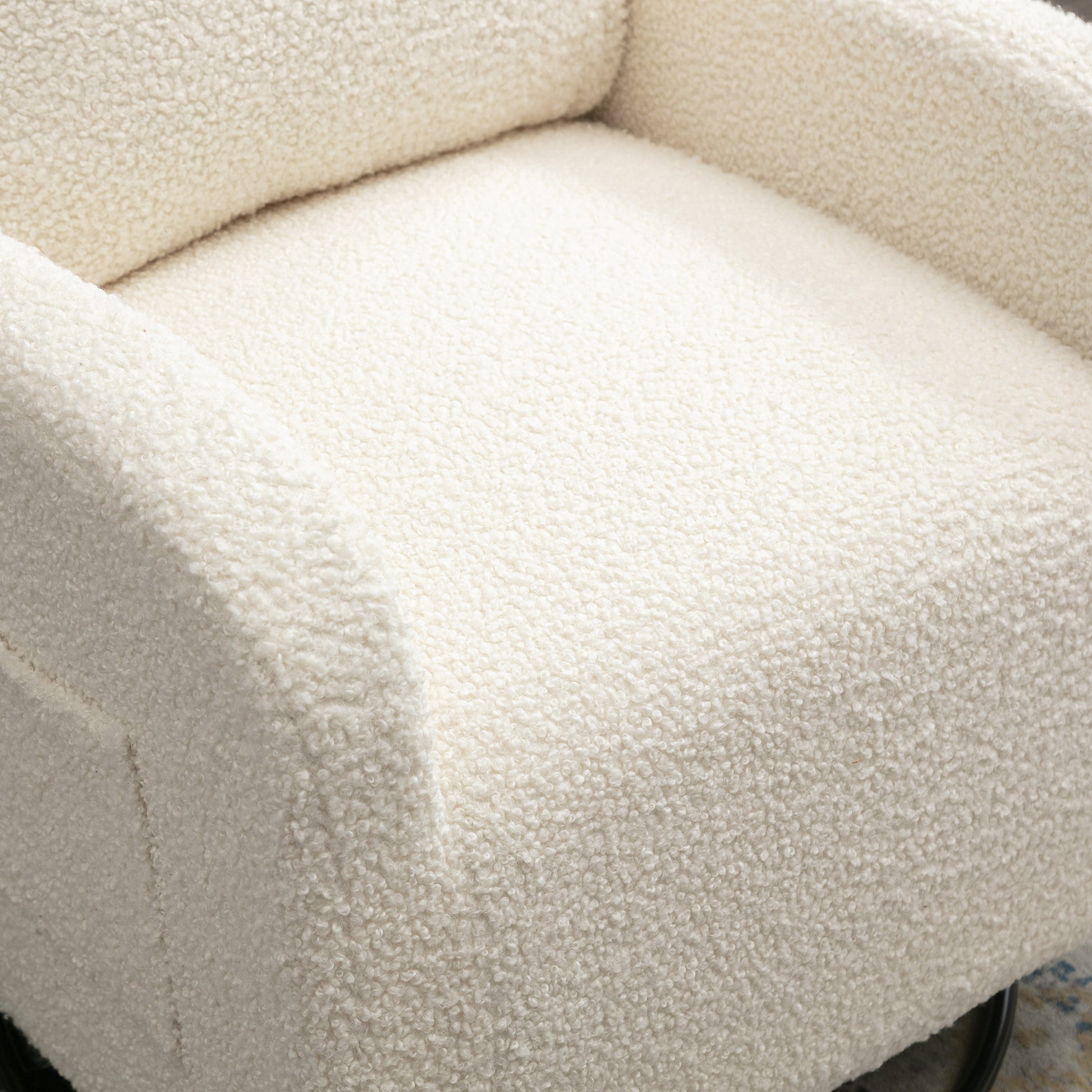 Jiada Upholstered Swivel Glider.Rocking Chair For Nursery In White Teddy.Modern Style One Left Bag White Teddy Primary Living Space Foam Metal