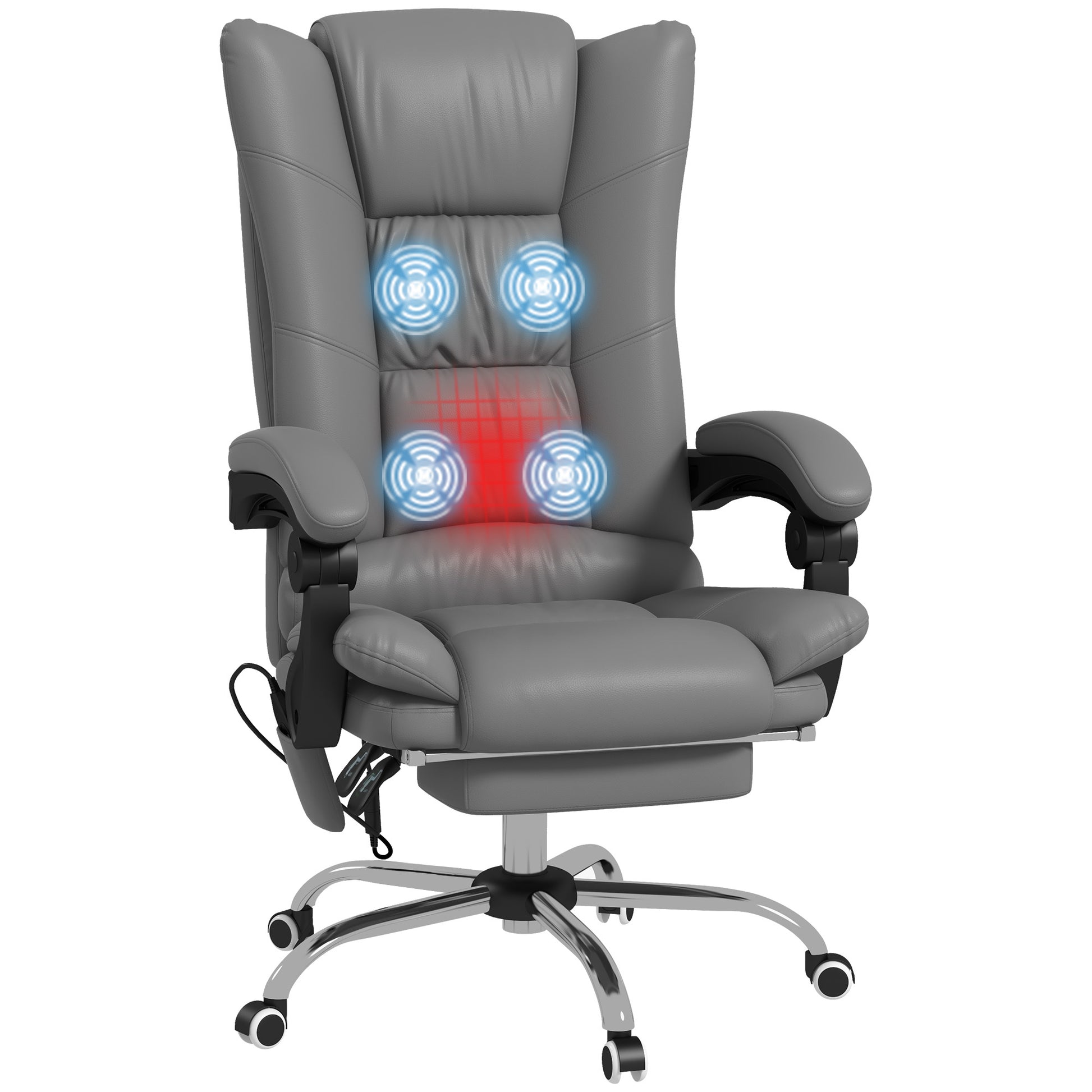 Vinsetto Vibration Massage Office Chair With Heat, Footrest, Gray Gray Vinsetto Vibration Massage Office Chair With Heat, Footrest, Gray Gray