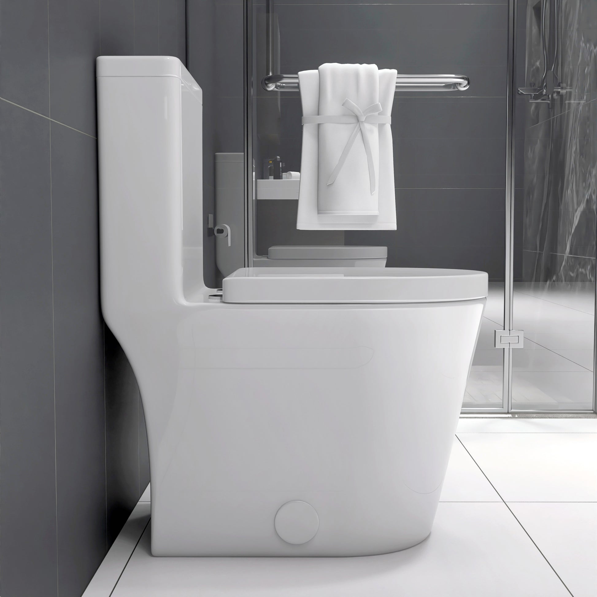 Small Compact One Piece Toilet Dual Flush,23 Inch Short Depth For Tiny Bathroom,White White Bathroom Modern Porcelain