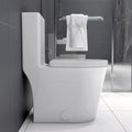 Small Compact One Piece Toilet Dual Flush,23 Inch Length For Tiny Bathroom,White With Black Button White Bathroom Modern Porcelain