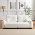 Lamb'S Wool 2 Seater Cushion Sofa 90'' Comfortable Sofa For Living Room Bedroom And Other Casual Spaces Lamb'S Wool Sofa With 2 Cushions And 2 Ball Pillows. Beige Beige Foam Fabric 2 Seat