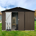 Metal Garden Sheds 10Ftx12Ft Outdoor Brown Black Black Brown Metal
