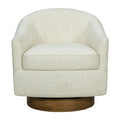 Upholstered Swivel Chair With Wood Base Cream Wood