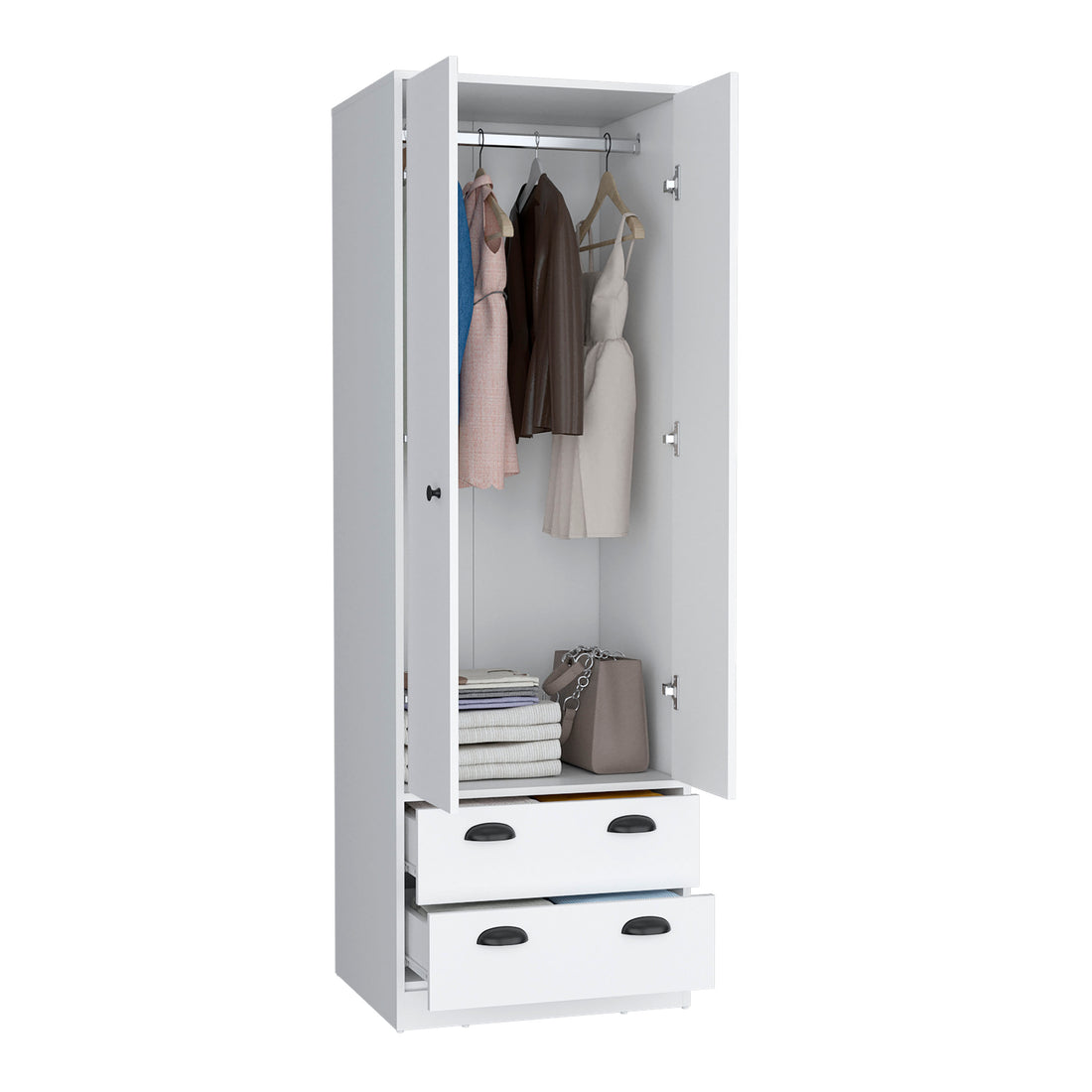 St Monans Armoire With Double Door And 2 Drawers White White Particle Board