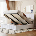 Queen Size Upholstered Platform Bed With A Hydraulic Storage System White Old Sku: Lp000211Aak White Upholstered