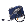 Dog Bike Trailer,Mesh Dog Cart With 3 Entrances, Safety Flag, 8 Reflectors, Folding Pet Carrier Wagon With 20 Inch Wheels, Bicycle Carrier For Medium And Small Sized Dogs Blue Gray Fabric Steel