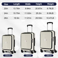 Luggage,With Front Opening,Tsa Approved Lock,Hardshell Suitcase,White Creamy White Abs Pc