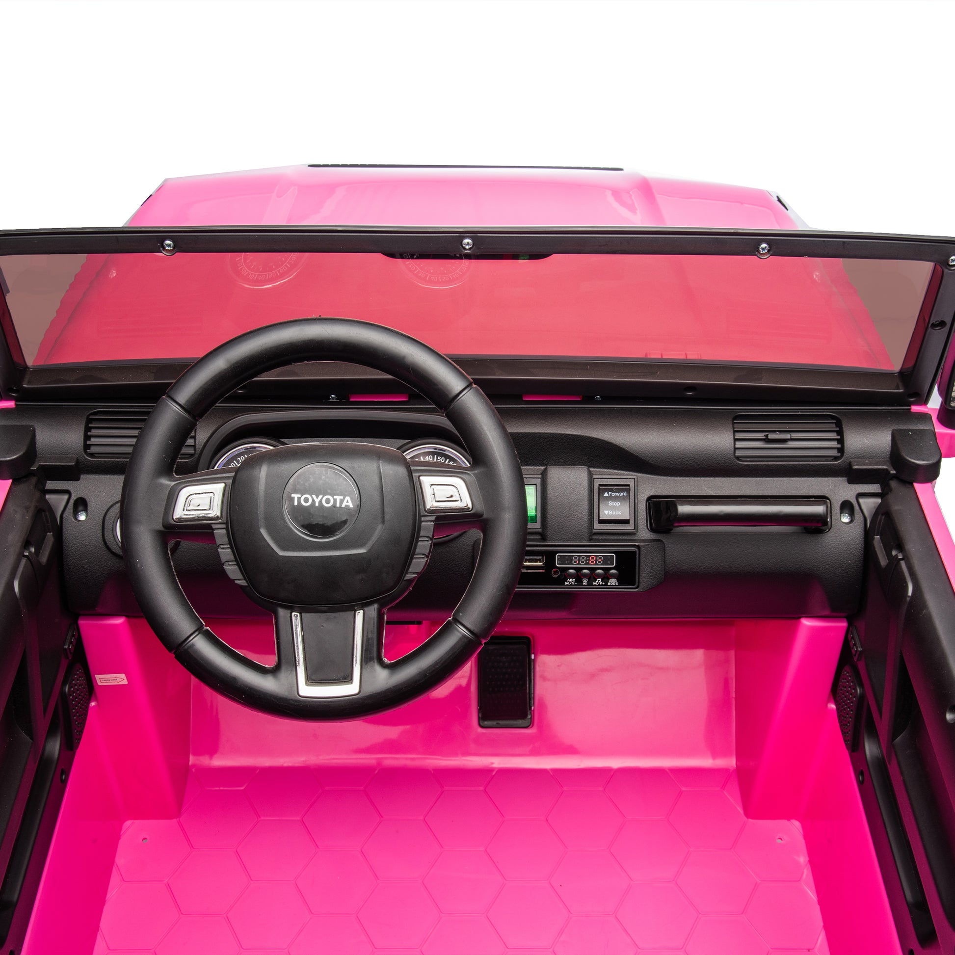 24V Two Seater Kids Ride On Car W Parents Remote Control, Licensed Toyota Lc250,220W Motors,With Shovel,Three Point Seat Belt,Slow Start,Speed Adjustment,Bluetooth,Music For Kids Aged 3 . Pink Polypropylene