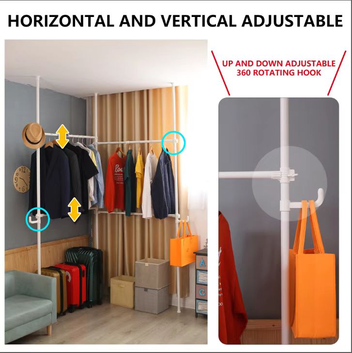 Double Clothing Rack, Adjustable Racks For Hanging Clothes, 2 Tier Clothes Heavy Duty Garment White Closet Freestanding System White White Metal