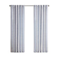 Poly Printed Curtain Panel With Tufted Stripe And Lining White Navy 50X84