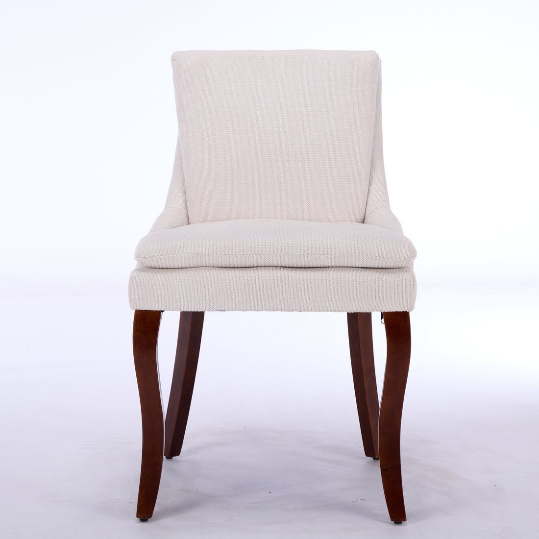 Modern Dining Chairs Set Of 2,Double Layer Cushioned Chenille Fabric Upholstered Accent Side Leisure Chairs With Mid Back And Curved Solid Wood Legs For Living Room Dining Room Beige Beige American Design Dining Chairs Rubberwood Set Of 2 Foam Chenille