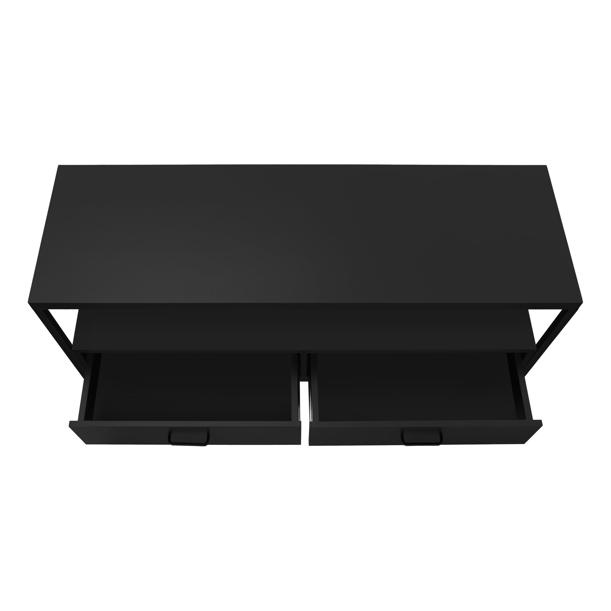 Tv Stand, 48 Inch, Console, Media Entertainment Center, Storage Drawers, Living Room, Bedroom, Black Laminate, Black Metal, Contemporary, Modern Black 80 89 Inches Particle Board