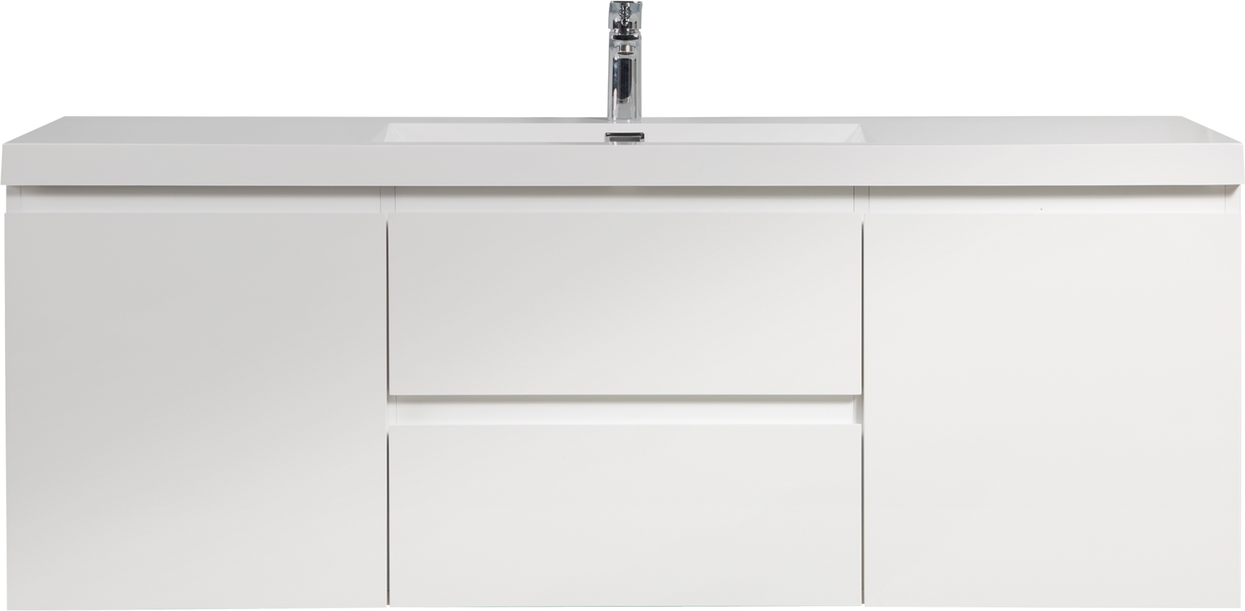 60" Floating Bathroom Vanity With Sink, Modern Wall Mounted Bathroom Storage Vanity Cabinet With Resin Top Basin And Soft Close Drawers, Glossy White 24V11 60Sgw 2 White 2 Bathroom Wall Mounted Mdf