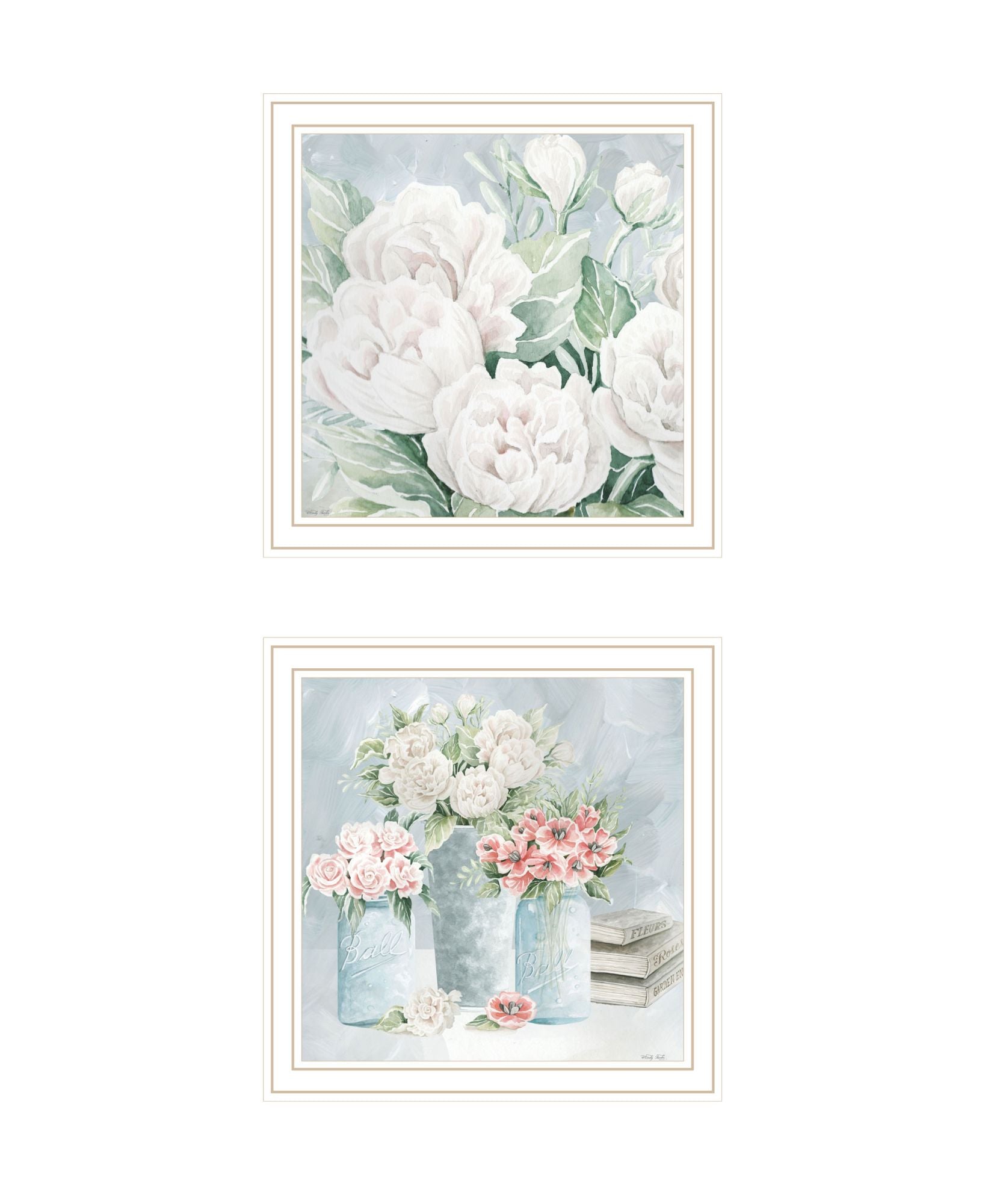 "Peaceful Pastel Peonies" Framed Wall Art For Living Room, Wall Art Print For Home Decor, Bedroom Wall Art By Cindy Jacobs Multicolor Wood Paper