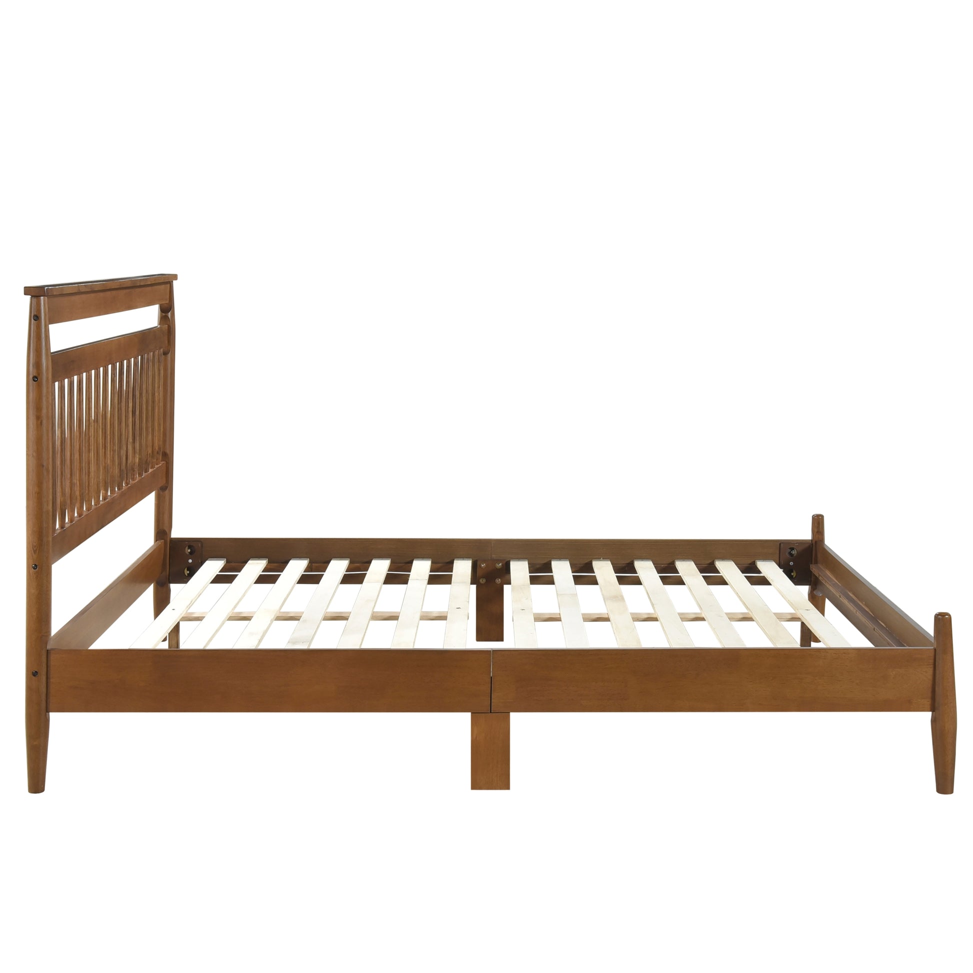 Transitional Design California King Platform Bed Chestnut Finish Wood Frame Bedroom Furniture 1Pc Bed In A Box Box Spring Not Required California King Chestnut Wood Bedroom Wood