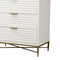 Honeycomb Design 3 Drawer Chest With Metal Legs, Small, White White Wood Metal