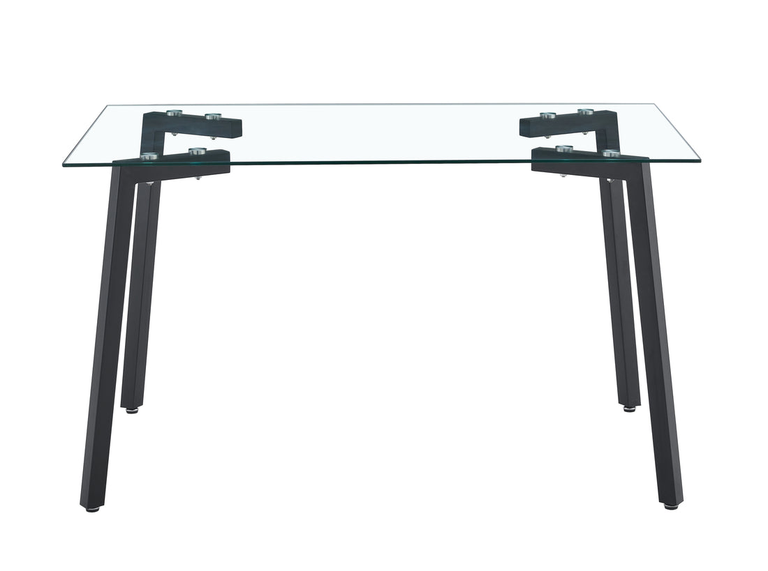 Glass Dining Table Transparent, 130*80* 8Mm Black Seats 4 Glass