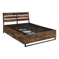 Rustic Oak And Black Storage Bed With 6 Drawers Box Spring Not Required Queen Rustic Wood Bedroom Industrial Storage Included Wood Paper