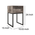 Grace 20 Inch Modern Nightstand, Metal Base And Handle, Open Shelf, Gray Black Gray Wood