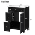 24 Inch Bathroom Vanity Cabinet With Ceramic Sink, 2 Drawers, 1 Door Black Bathroom Solid Wood Mdf