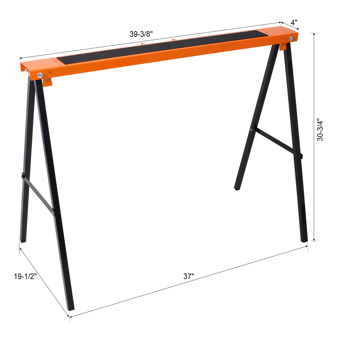 Saw Horses 2 Pack, Folding Portable Work Horse With Fast Open Legs, Convenient Handle, Heavy Duty Steel Sawhorse For Garage, Workshop, Fully Assembled,Orange Black Color Orange Steel