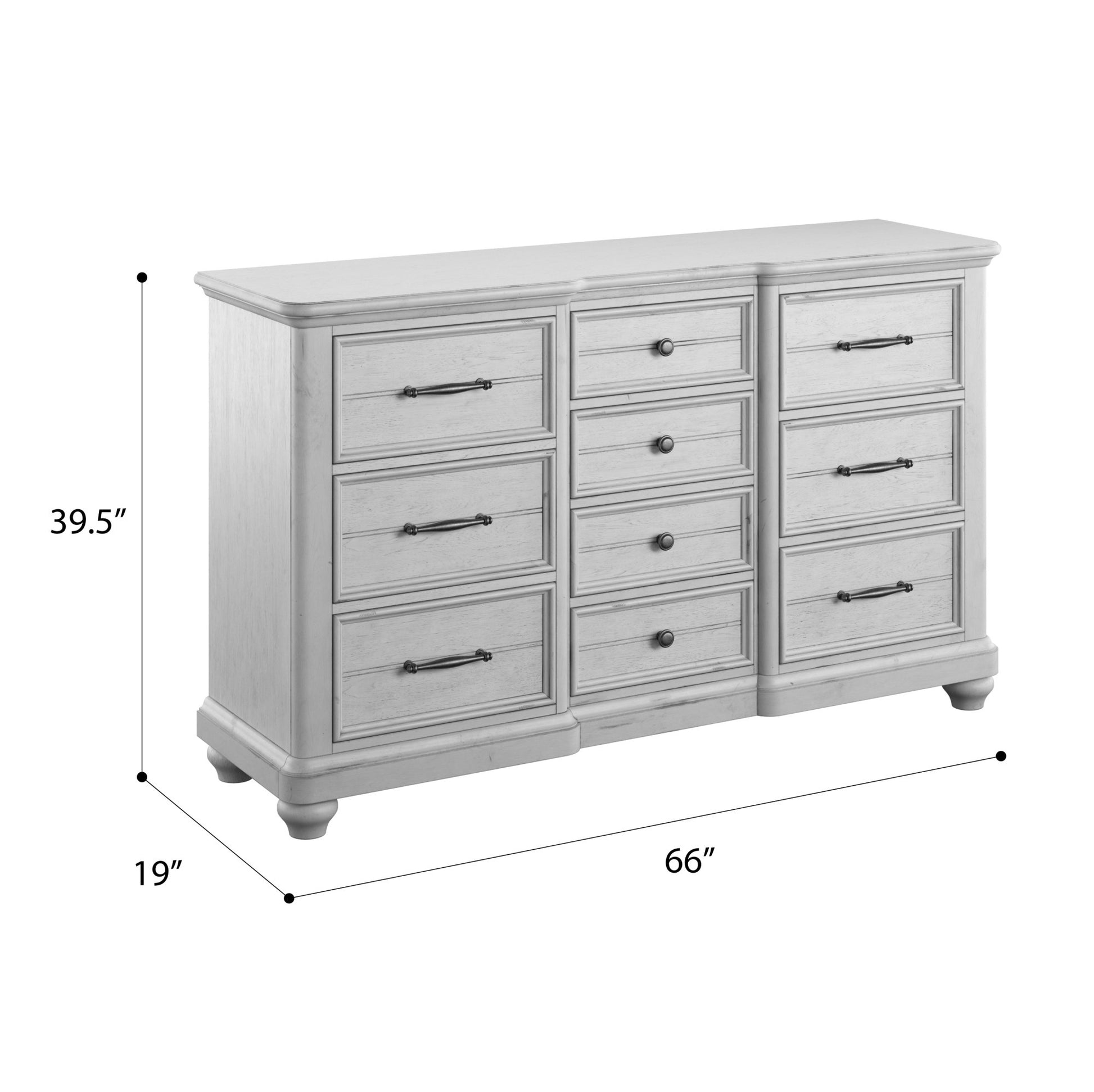 Mariano Gray 10 Drawer Dresser Gray Solid Wood