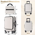 Carry On Luggage 20 Inch Front Open Luggage Lightweight Suitcase With Front Pocket And Usb Port, 1 Portable Carrying Case White Abs