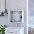 Draco Medicine Cabinet, Mirror, Double Door, One External Shelf White 2 1 Bathroom Wall Mounted Modern Mdf Engineered Wood