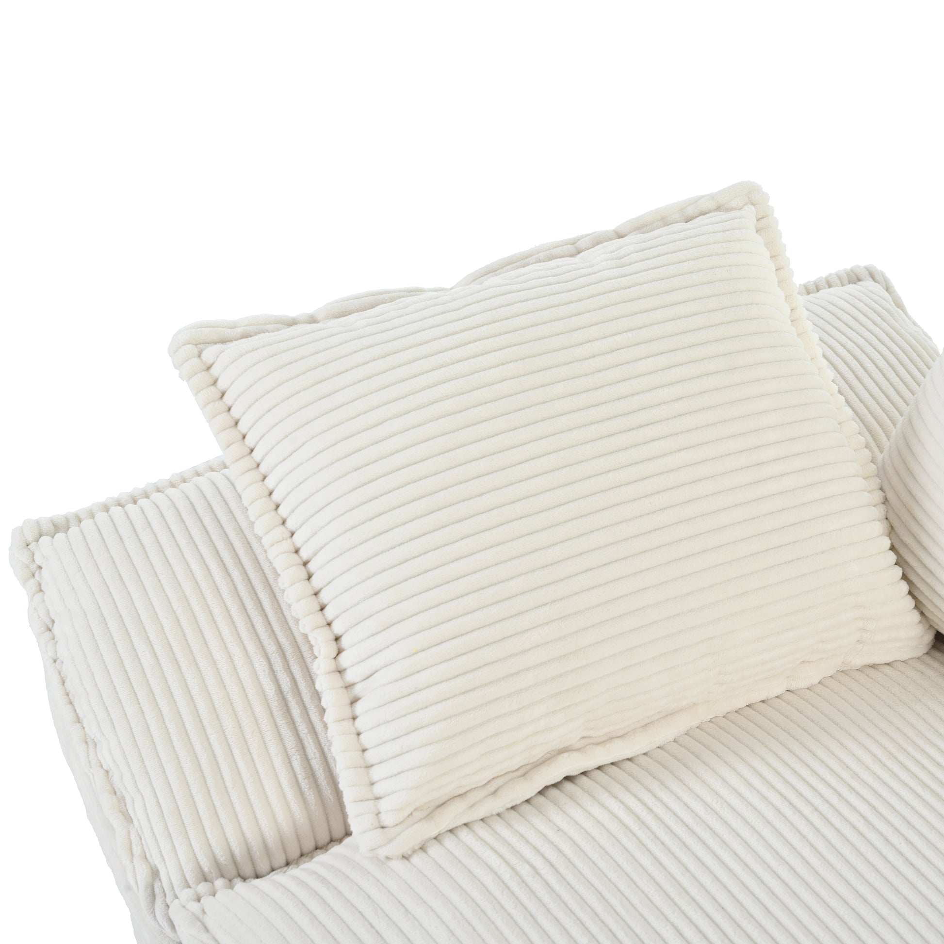 85.4" Modern Curved Sofa, Back Upholstered Couch With 2 Decorative Throw Pillows, Corduroy Fabric Couch For Living Room, Bedroomapartment Beige Corduroy 2 Seat