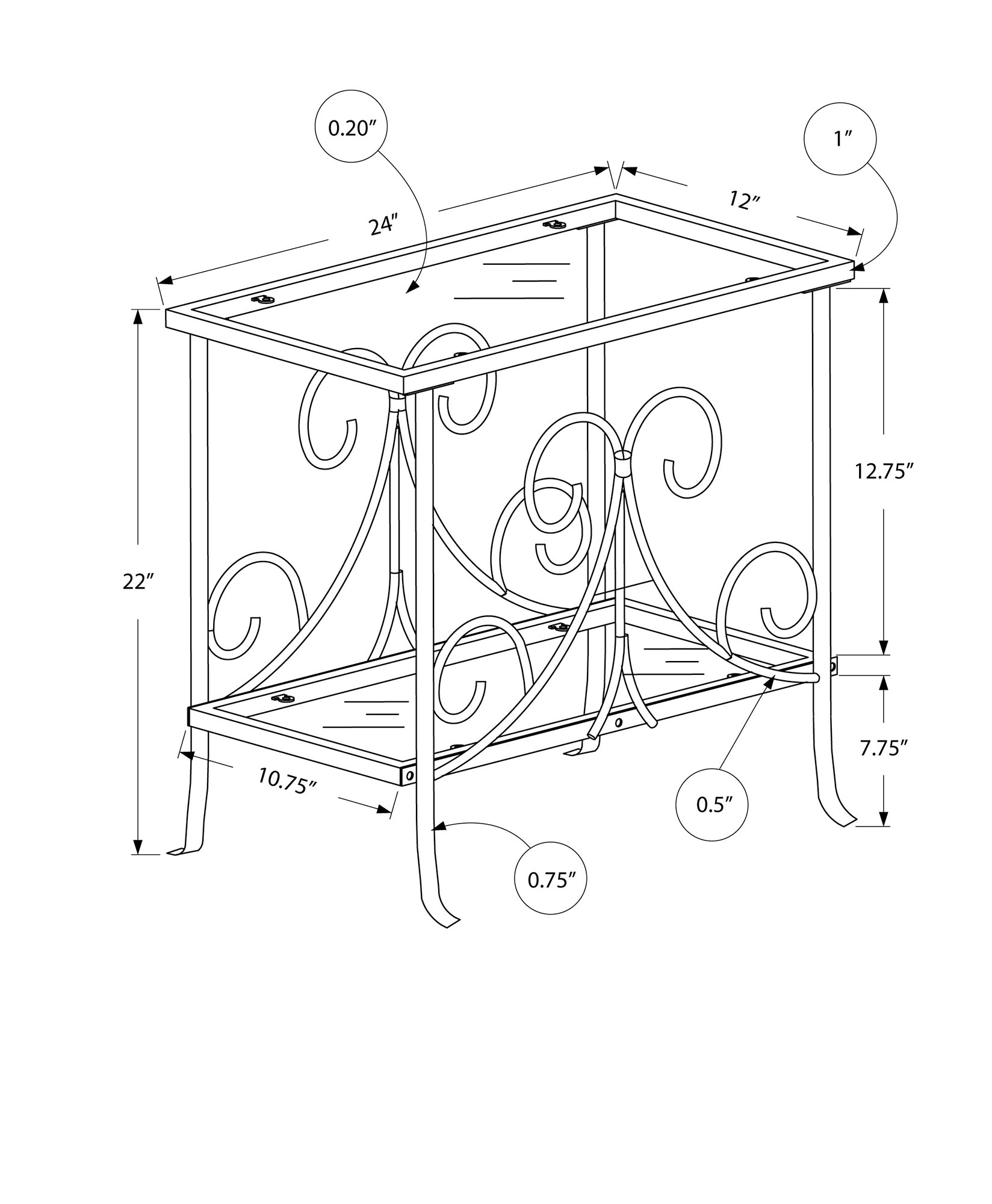 Accent Table, Side, End, Nightstand, Lamp, Living Room, Bedroom, Clear Tempered Glass, White Metal, Traditional White Metal