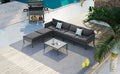 6 Pieces Aluminum Patio Furniture Set, Modern Metal Outdoor Conversation Set Sectional Sofa With Removable Olefin Extra Thick Cushions 5.9