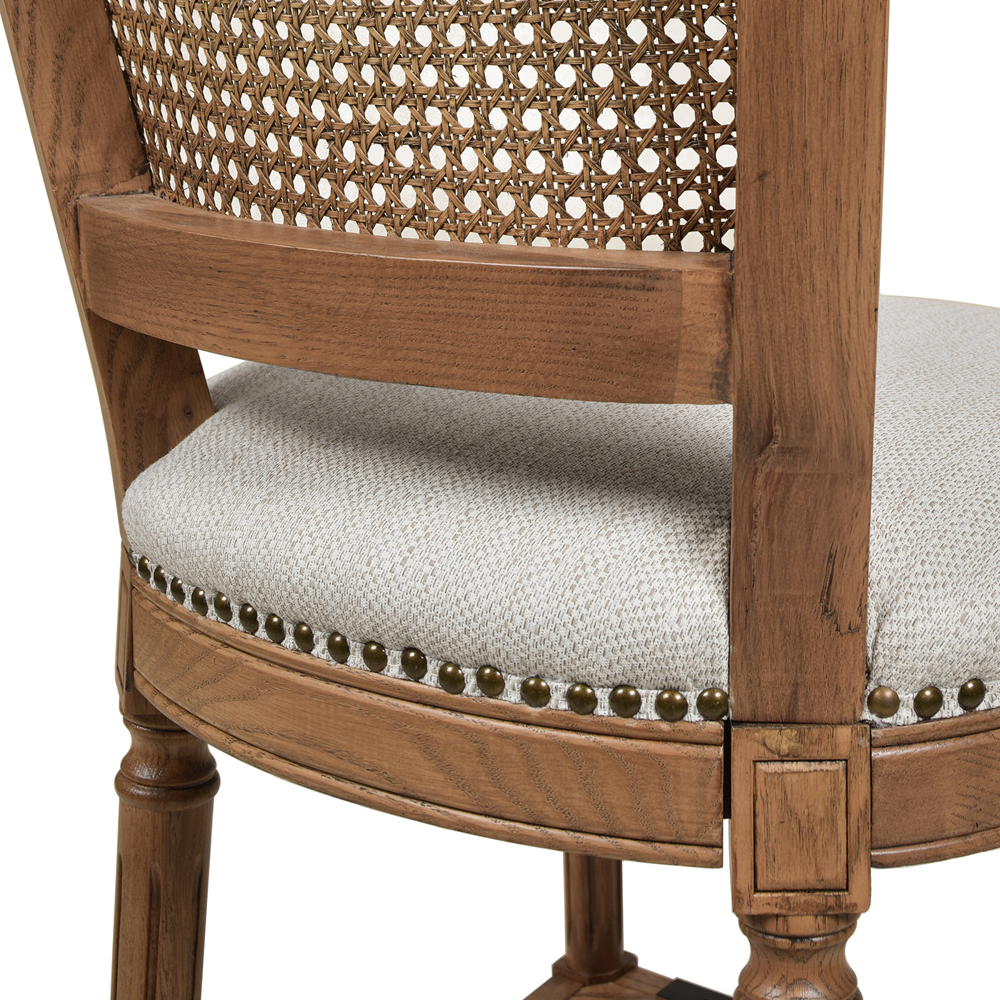 Triomphe Rattan Wicker High Back Armless Counter Bar Stool, White Pepper Stain Resistant High Performance Polyester White Foam Wood Fabric Rattan