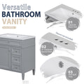 30'' Bathroom Vanity With Top Sink, Modern Bathroom Storage Cabinet With 2 Drawers And A Tip Out Drawer, Freestanding Vanity Set With Mirror Cabinet, Single Sink Bathroom Vanity 3 Grey Bathroom Solid Wood Mdf Resin Painted