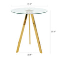 Stylish White Cotton And Linen Design, Gold Plated Metal Table Legs, Round Tempered Glass Countertop, Bar Chair Cover, Suitable For Bar, Restaurant, Bedroom Bar Chair, Set Of 5 Metal White Seats 4