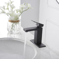 Matte Black Low Arc Single Handle Bathroom Sink Faucet With Drain Matte Black Brass