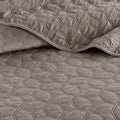 3 Piece Velvet Quilt Set Taupe King Cal King King Taupe Cotton