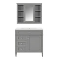 36'' Bathroom Vanity With Medicine Cabinet, Royal Blue Mirror Cabinet, Modern Bathroom Storage Cabinet With 2 Soft Closing Doors And 4 Drawers, Single Sink Bathroom Vanity 4 Grey 2 5 Bathroom Wall Mounted Solid Wood Mdf Resin Painted