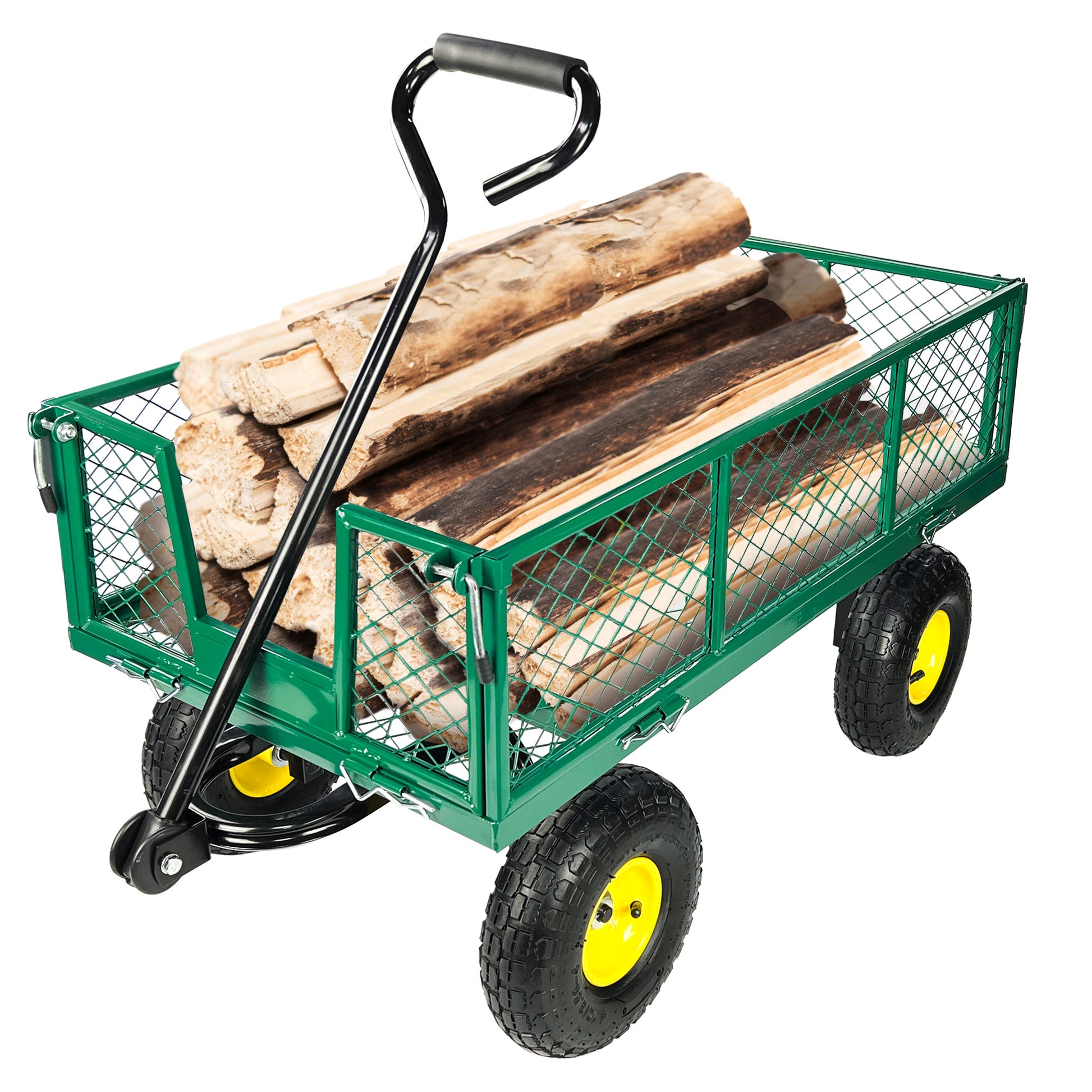 Wagon Cart Garden Cart Trucks Make It Easier To Transport Firewood Maximum Static Load Is 880 Lbs. Green Garden & Outdoor Metal