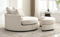 Orisfur. 360 Swivel Accent Barrel Chair With Storage Ottoman & 4 Pillows, Modern Chenille Leisure Chair Round Accent For Living Room, Cream Cream Foam Chenille