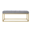 Modern Tufted Channel Entryway Bench Emerald Velvet Upholstered End Of Bed Bench With Metal Frame,Footboard Bench For Living Room, Bedroom Gray Foam Velvet