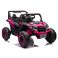 24V Two Seater Kids Ride On Utv W Parents Remote Control,Four Wheel Suspension,Slow Start,Large Wheel Design,Anti Collision Bar,Storage Space,Music,Usb,Bluetooth,Volume Control,Led Lights For Kids 3 . Pink 100 149 Lbs Polypropylene