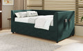 Twin Size Upholstered Velvet Tufted Daybed With Trundle, Green Box Spring Not Required Twin Green Wood Daybeds Velvet Solid Wood Mdf,Velvet