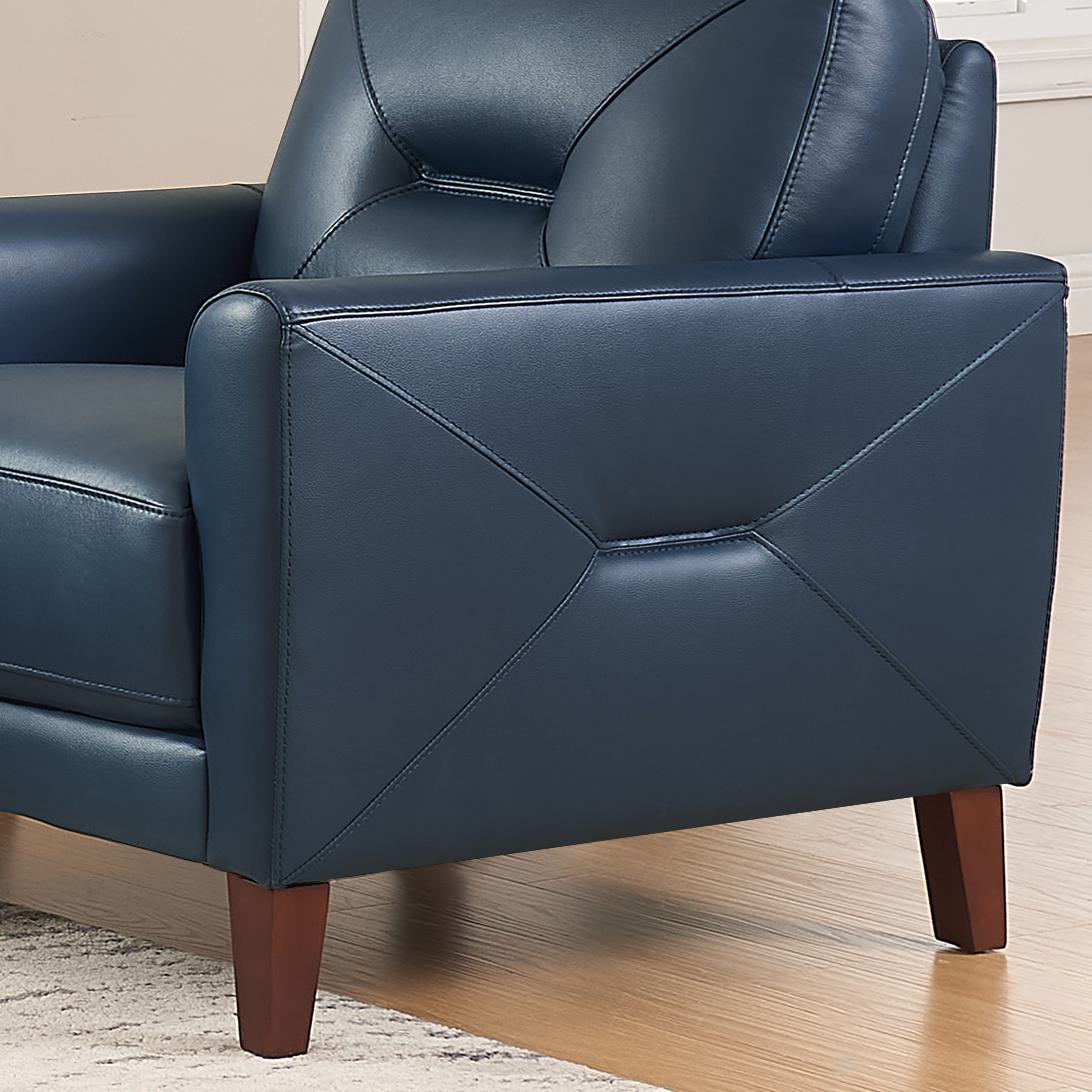 Mavis Leather Chair Navy Memory Foam Genuine Leather