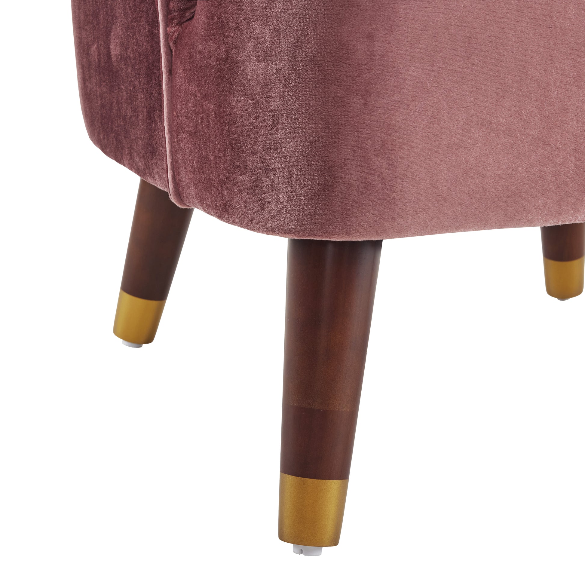 Upholstered Barrel Accent Chair With Wooden Legs Blush Rubberwood Velvet